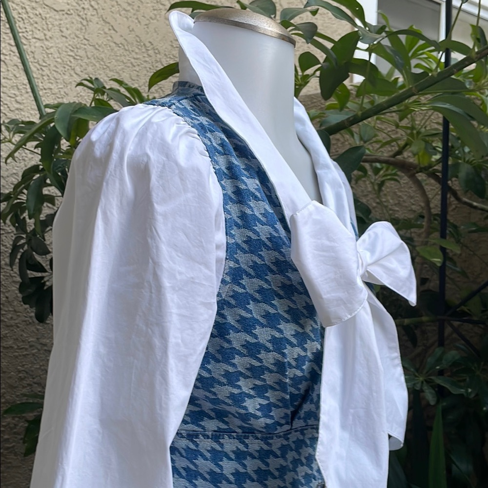 NewBlue Houndstooth Urban Revivo Cotton Skirt Set with Bow Detail - Picture 6 of 15
